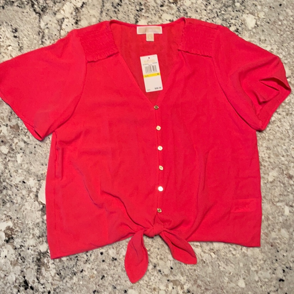 Michael Kors Button Down Waist-Tie Blouse